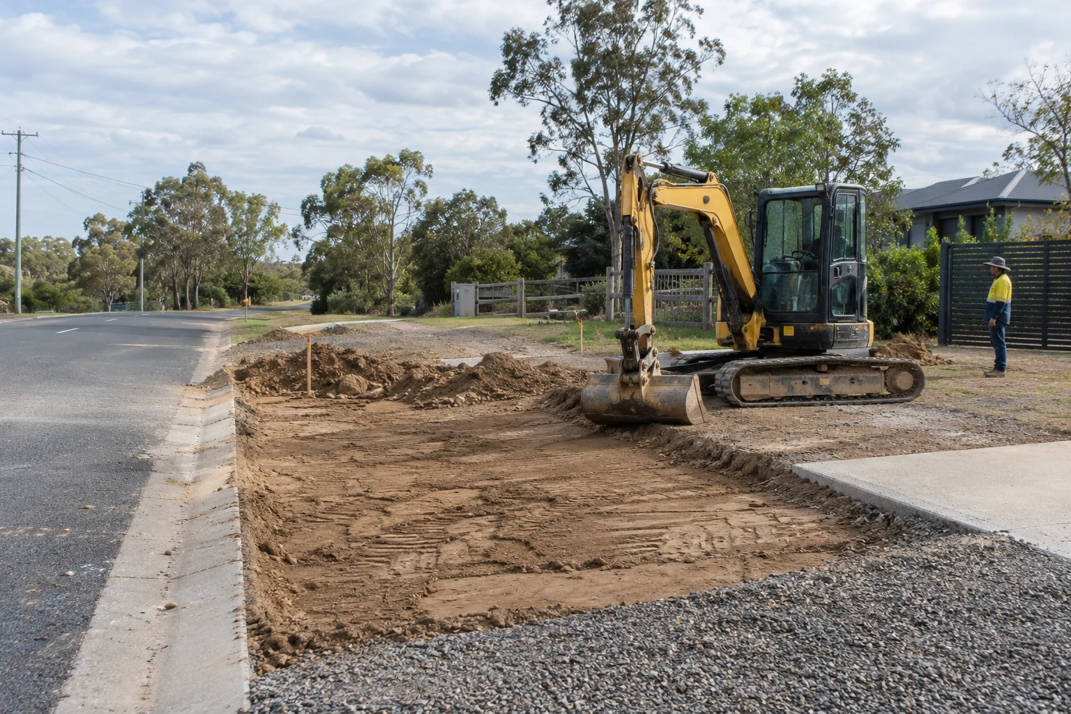 Illustrative crossover verge works in a Brisbane setting