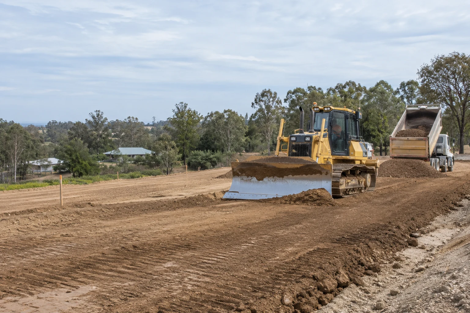 Illustrative road base preparation in a Brisbane setting