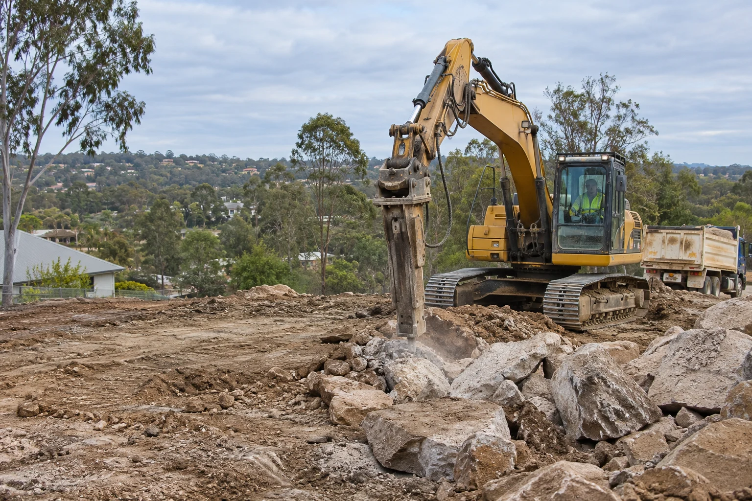 Illustrative rock excavation showing a material change in the ground
