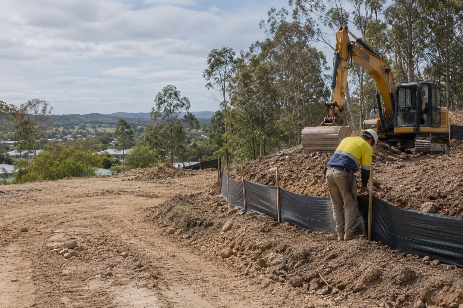 Illustrative sediment control in a Brisbane setting