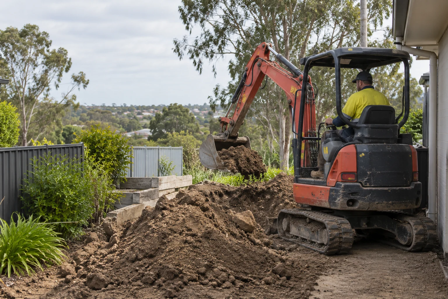Illustrative tight access excavation in a Brisbane setting